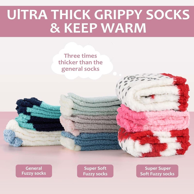 Revosoxs Fuzzy Grip Socks for Women Men,Thick Warm Slipper Cozy Fluffy Non Slip Ankle Hospital socks With Grips. - Image 2